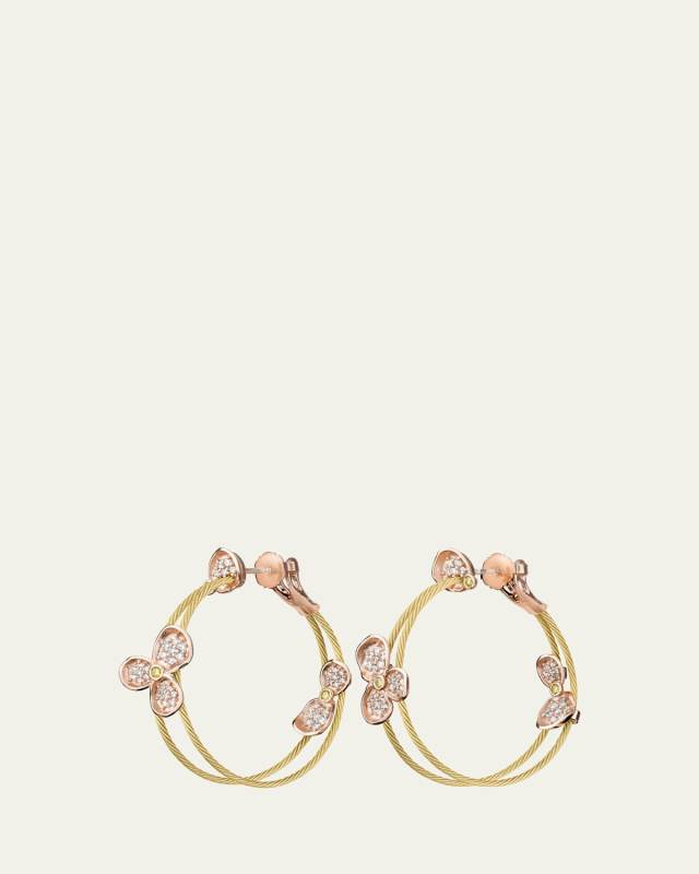 Forget Me Not 18K Gold Double-Wire Hoop Earrings with Diamonds